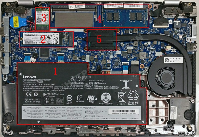 联想thinkpad 13 Gen 2机身内部硬件排布